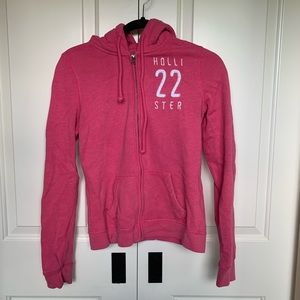 Pink Hollister zip up hoodie